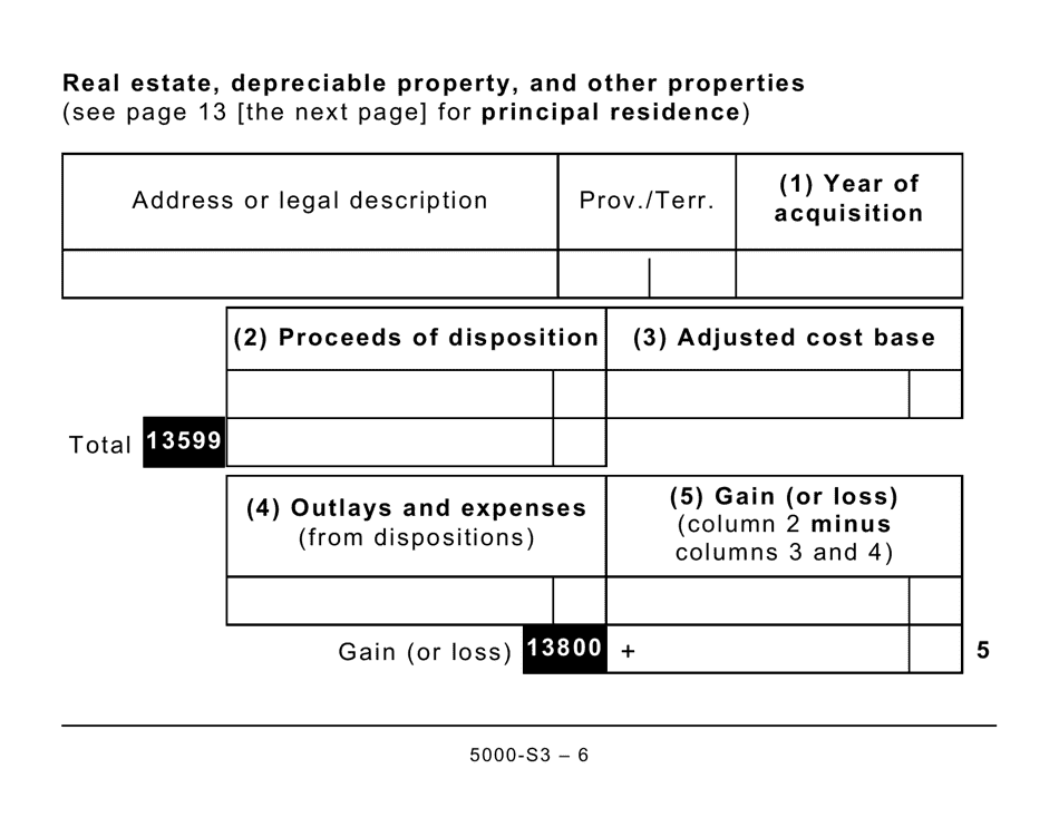 Form 5000-S3 Schedule 3 Capital Gains (Or Losses) - Large Print - Canada, Page 6
