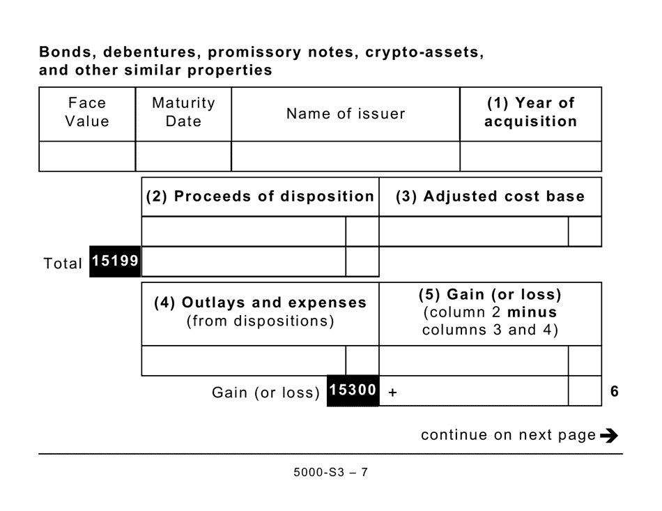 Form 5000-S3 Schedule 3 Capital Gains (Or Losses) - Large Print - Canada, Page 7