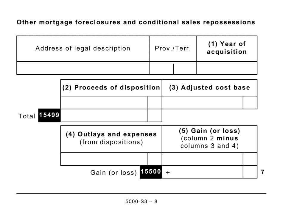 Form 5000-S3 Schedule 3 Capital Gains (Or Losses) - Large Print - Canada, Page 8