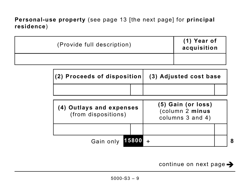 Form 5000-S3 Schedule 3 Capital Gains (Or Losses) - Large Print - Canada, Page 9