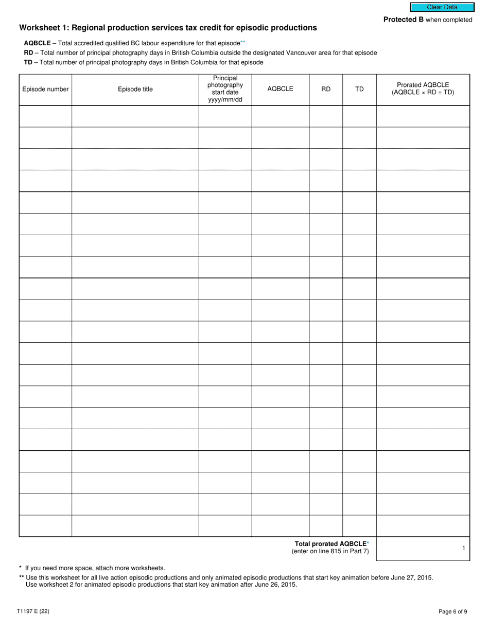Form T1197 British Columbia Production Services Tax Credit (2022 and Later Tax Years) - Canada, Page 6
