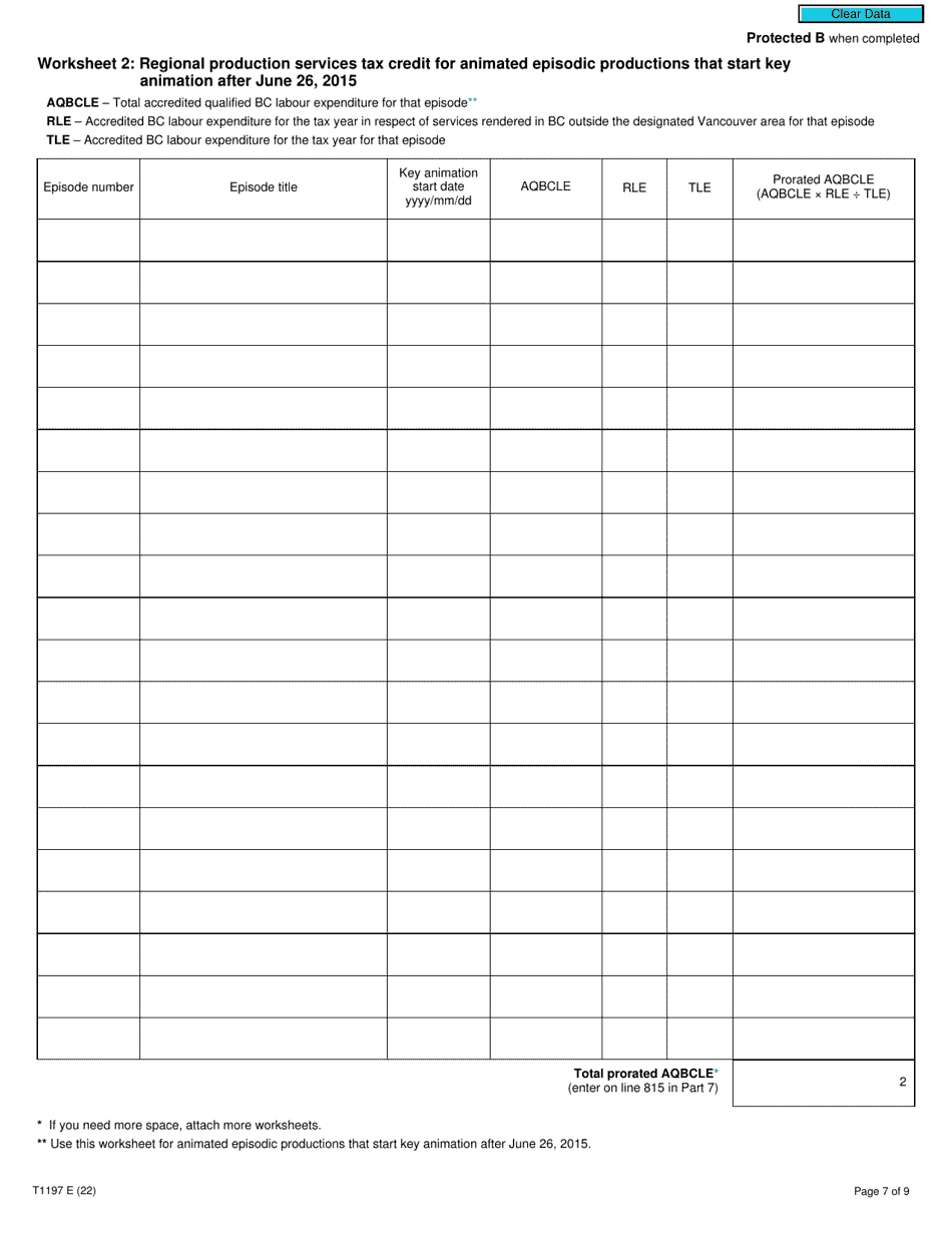 Form T1197 British Columbia Production Services Tax Credit (2022 and Later Tax Years) - Canada, Page 7