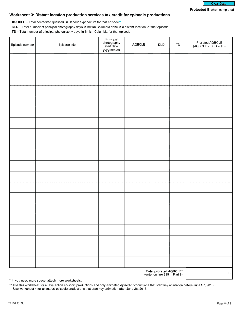 Form T1197 British Columbia Production Services Tax Credit (2022 and Later Tax Years) - Canada, Page 8
