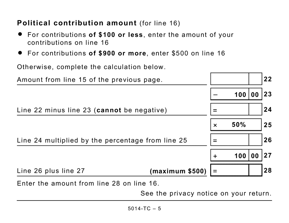 Form 5014-TC (NU479) Nunavut Credits (Large Print) - Canada, Page 5
