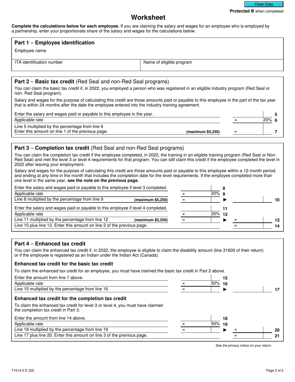 Form T1014-2 British Columbia Shipbuilding and Ship Repair Industry Tax Credit (Employers) - Canada, Page 2