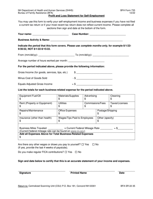 BFA Form 735  Printable Pdf