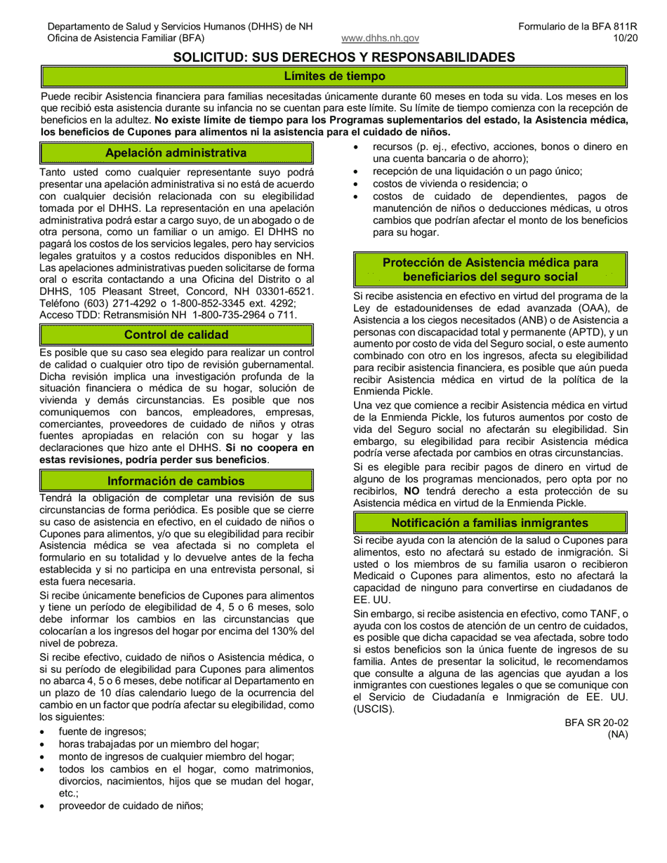 BFA Formulario 800 Solicitud De Asistencia - New Hampshire (Spanish), Page 5