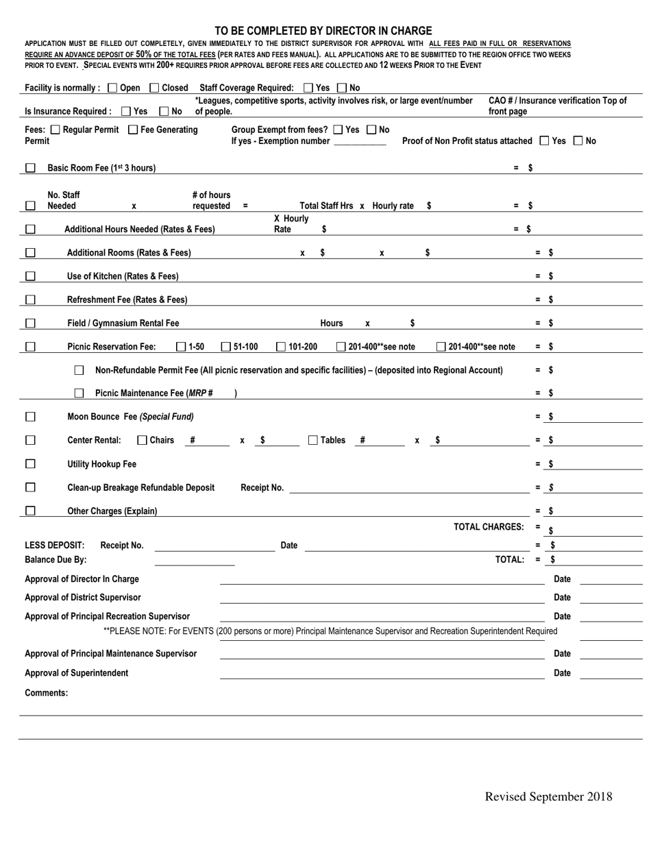 Application for Use of Facilities - City of Los Angeles, California, Page 2