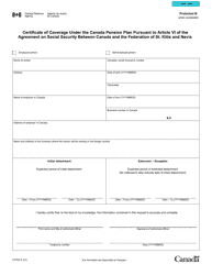 Form CPT65 Certificate of Coverage Under the Canada Pension Plan Pursuant to Article VI of the Agreement on Social Security Between Canada and the Federation of St. Kitts and Nevis - Canada, Page 2