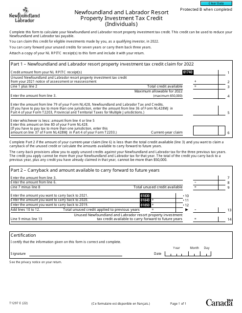 Form T1297 2022 Printable Pdf
