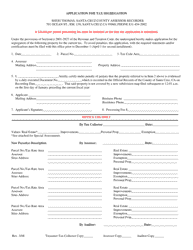 Document preview: Application for Tax Segregation - County of Santa Cruz, California