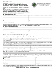 Document preview: Form BOE-62 Disabled Persons Claim for Transfer of Base Year Value to Replacement Dwelling (Intracounty and Intercounty, When Applicable) - County of Santa Cruz, California