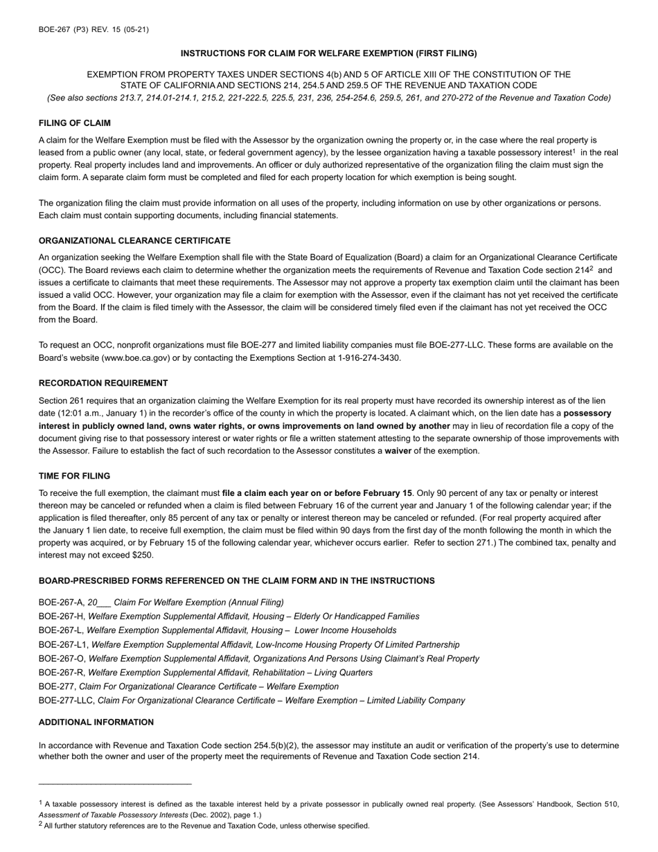 Form BOE-267 Claim for Welfare Exemption (First Filing) - County of Santa Cruz, California, Page 3