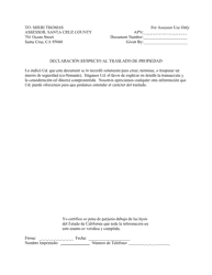 Document preview: Declaracion Respecto Al Traslado De Propiedad - County of Santa Cruz, California (Spanish)