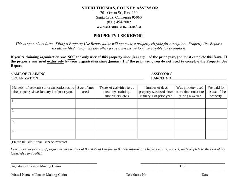 Property Use Report - Santa Cruz County, California Download Pdf