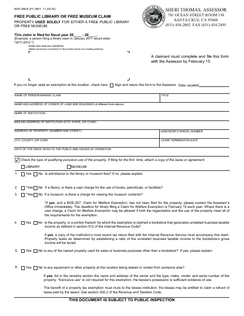 Form BOE-268-B  Printable Pdf