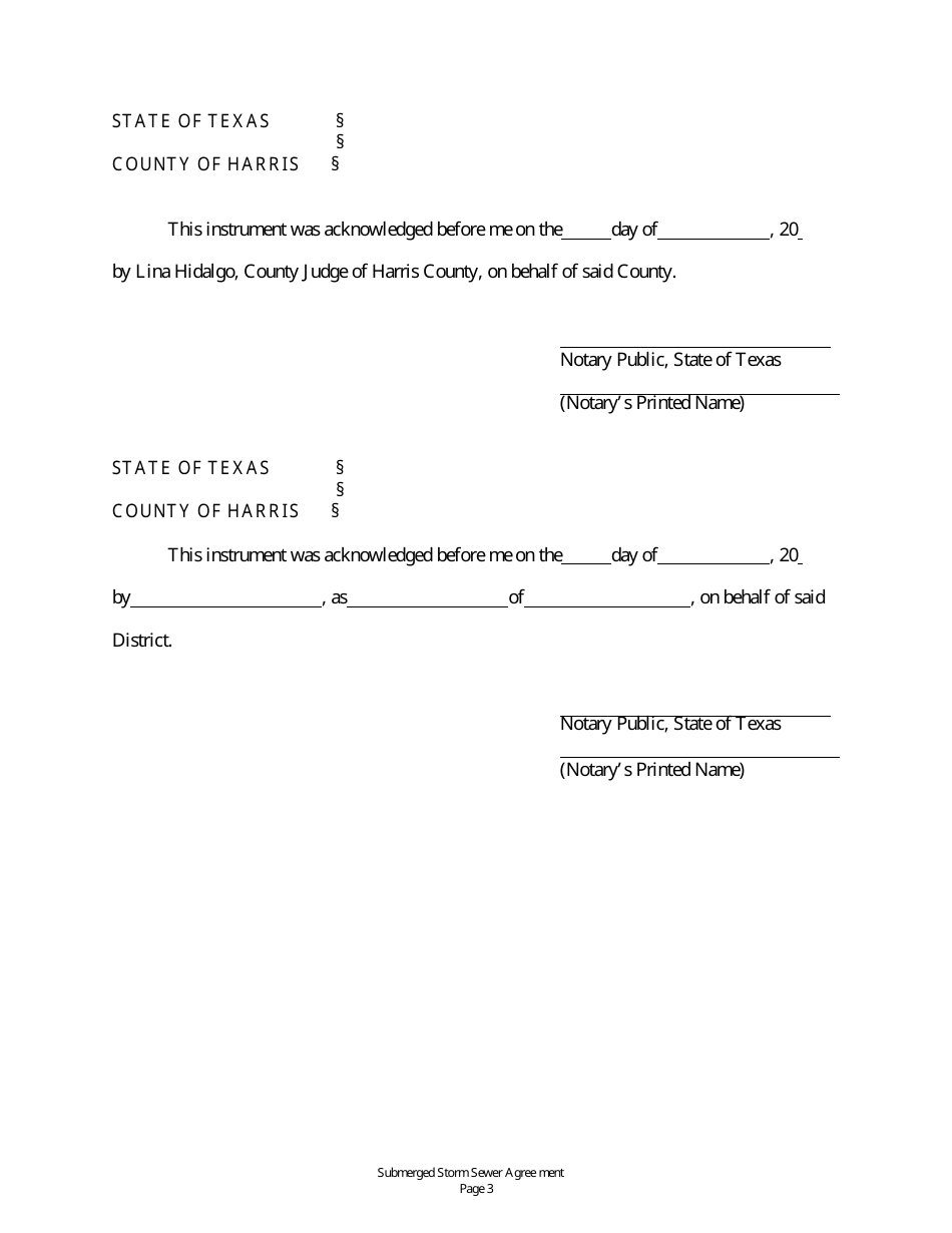Submerged Stormsewer Agreement - Harris County, Texas, Page 3