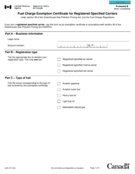 Form L401-2 Fuel Charge Exemption Certificate for Registered Specified Carriers - Canada