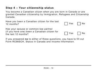 Form RC66 Canada Child Benefits Application Includes Federal, Provincial, and Territorial Programs (Large Print) - Canada, Page 10