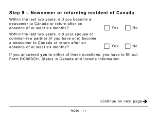 Form RC66 Canada Child Benefits Application Includes Federal, Provincial, and Territorial Programs (Large Print) - Canada, Page 11