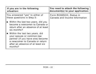 Form RC66 Canada Child Benefits Application Includes Federal, Provincial, and Territorial Programs (Large Print) - Canada, Page 22