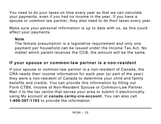 Form RC66 Canada Child Benefits Application Includes Federal, Provincial, and Territorial Programs (Large Print) - Canada, Page 32