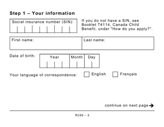 Form RC66 Canada Child Benefits Application Includes Federal, Provincial, and Territorial Programs (Large Print) - Canada, Page 3
