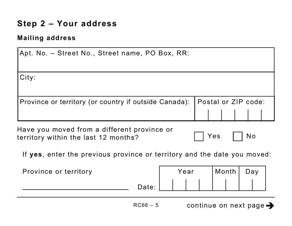 Form RC66 Canada Child Benefits Application Includes Federal, Provincial, and Territorial Programs (Large Print) - Canada, Page 5