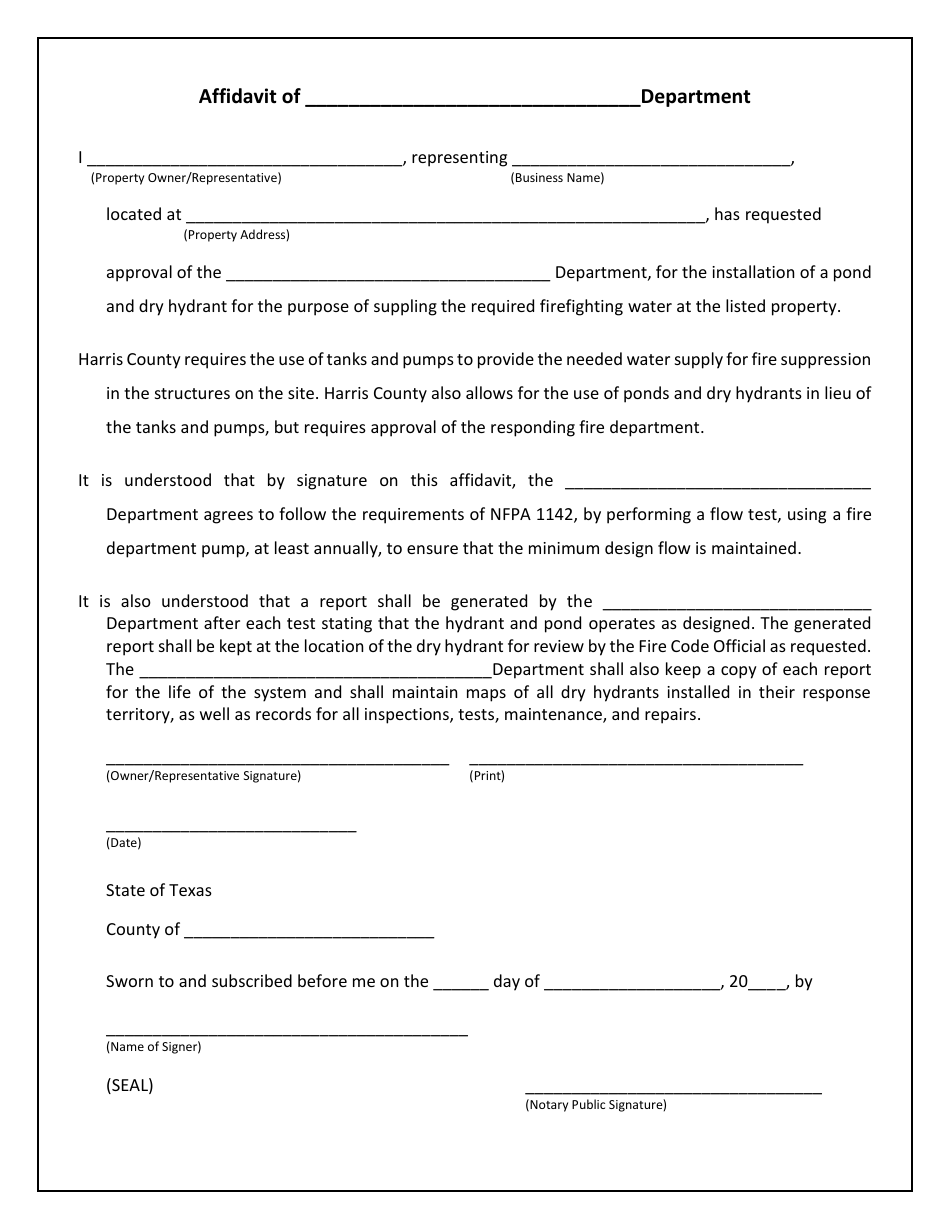 Standard - Fire Protection Water Supply Requirements - Harris County, Texas, Page 3