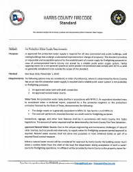 Document preview: Standard - Fire Protection Water Supply Requirements - Harris County, Texas