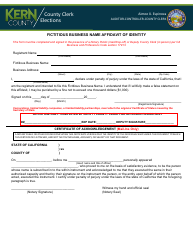Document preview: Fictitious Business Name Affidavit of Identity - Kern County, California