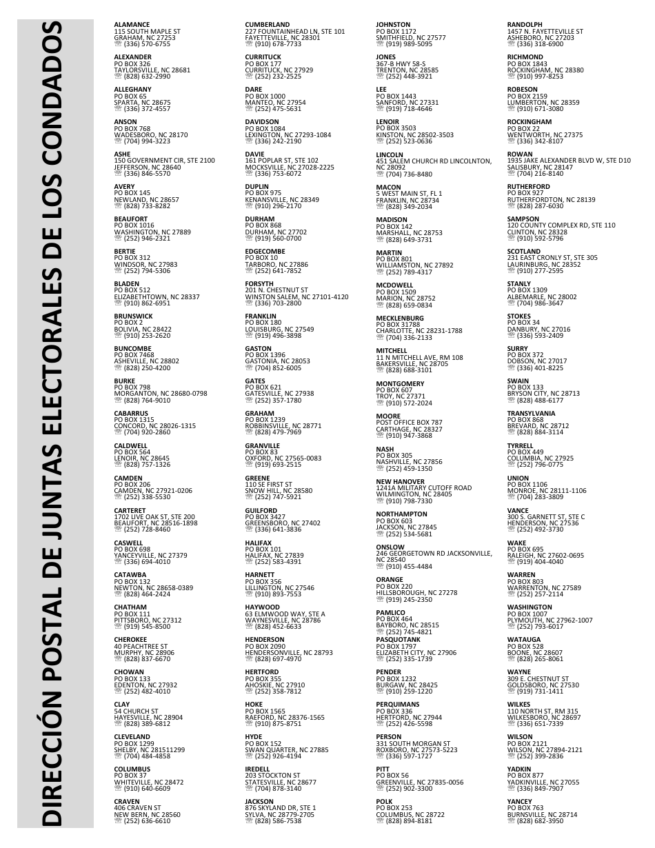 Formulario 09W Solicitud De Inscripcion Para Votar En Carolina Del Norte - North Carolina (Spanish), Page 3