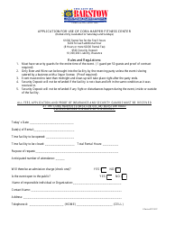 Document preview: Application for Use of Cora Harper Fitness Center - City of Barstow, California