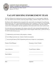 Document preview: Vacant Housing Enforcement Team - City of Barstow, California