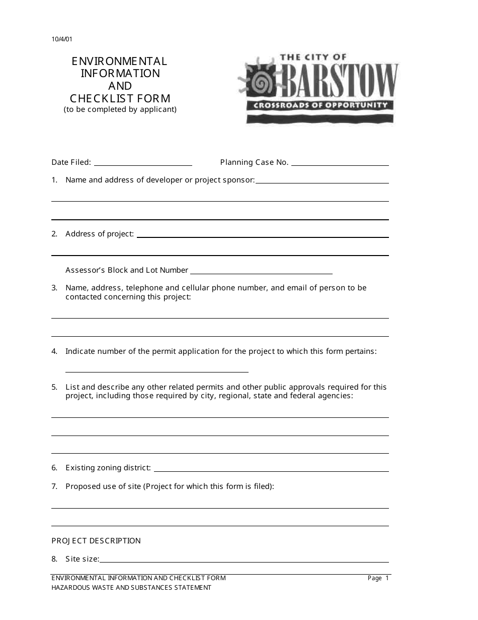 Application for Tentative Tract Map - City of Barstow, California, Page 6