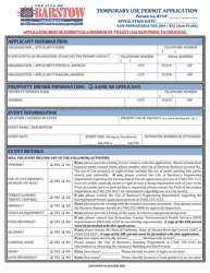 Document preview: Temporary Use Permit Application - City of Barstow, California