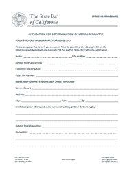 Document preview: Form 3 Application for Determination of Moral Character - Record of Bankruptcy or Insolvency - California