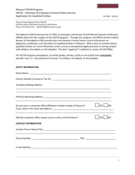 Document preview: Form SHP-980E Application for Qualified Entities - Missouri Vechs Program - Missouri