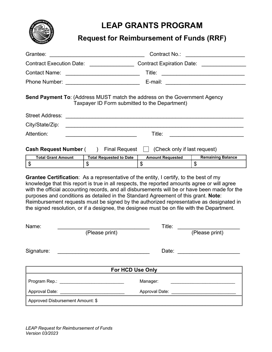 Leap Request for Reimbursement of Funds - California, Page 4