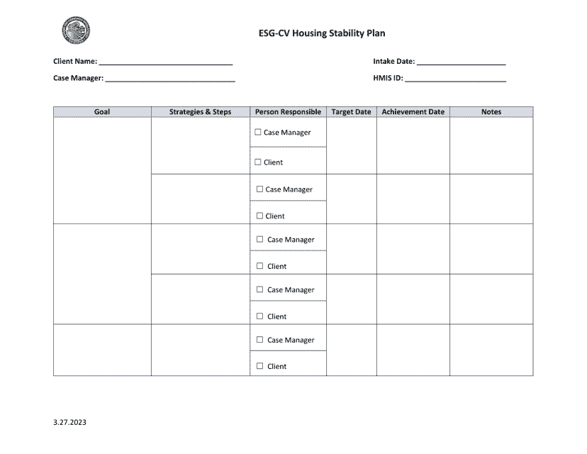 Esg-Cv Housing Stability Plan - California