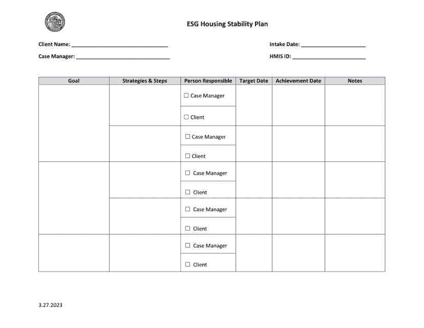 Esg Housing Stability Plan - California