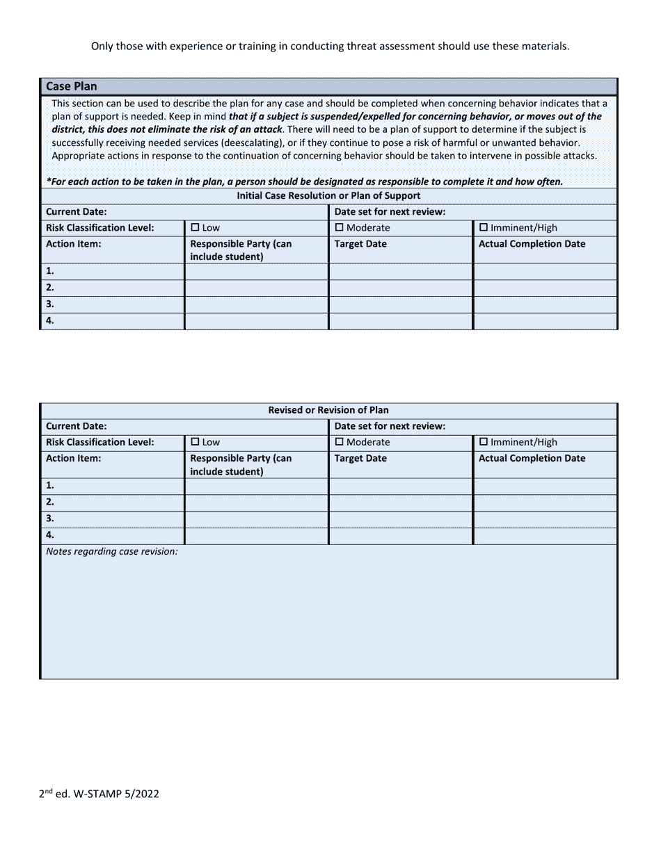 Case Plan - Wisconsin, Page 1