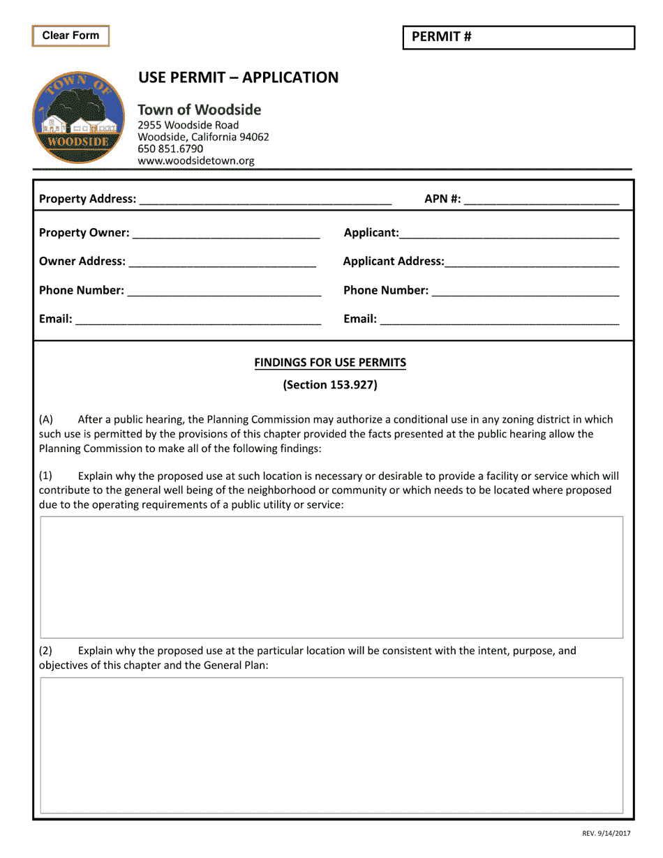 Use Permit - Application - Town of Woodside, California, Page 1