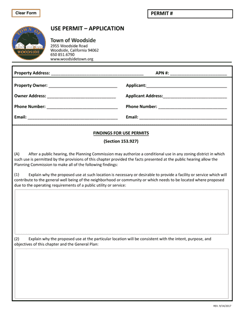 Use Permit - Application - Town of Woodside, California Download Pdf