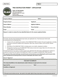 Document preview: Form P-28 Tree Destruction Permit - Application - Town of Woodside, California