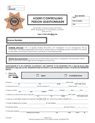 Agent/Controlling Person Questionnaire - Arizona