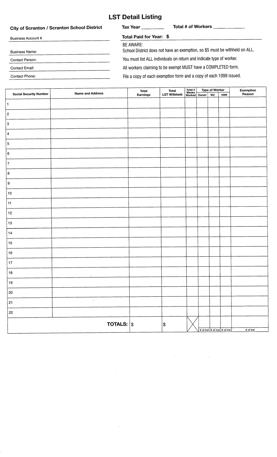 Form W-3 LST - Fill Out, Sign Online and Download Printable PDF, City ...