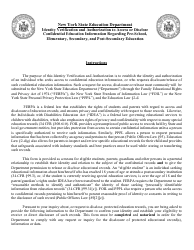 Document preview: Identity Verification and Authorization to Access or Disclose Confidential Education Information Regarding Pre-school, Elementary, Secondary, and Post-secondary Education - New York
