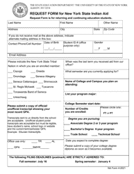 Request Form for New York State Indian Aid - New York, Page 2