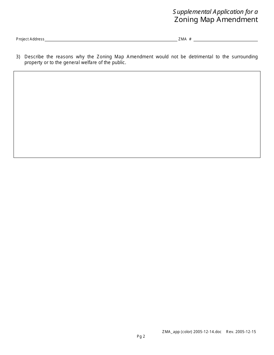 Supplemental Application for a Zoning Map Amendment - City of Pasadena, California, Page 2